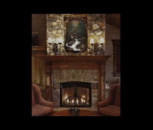 Riverbend shown over a fireplace